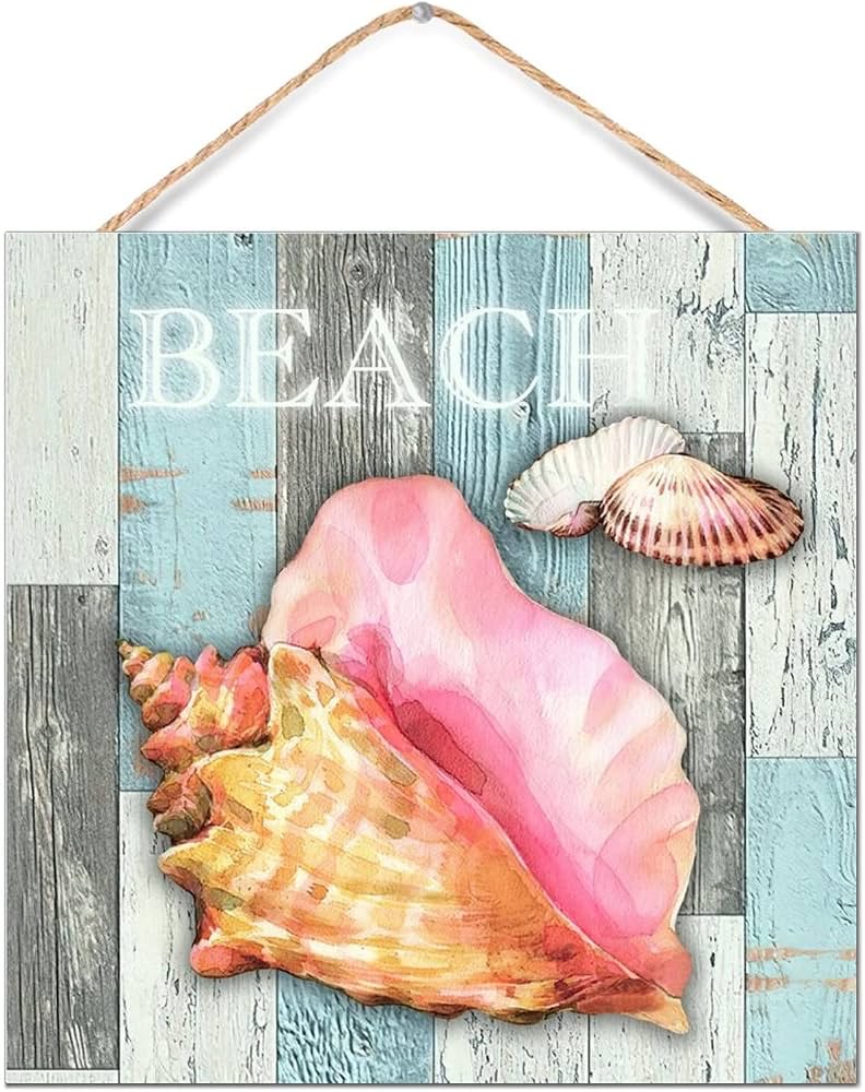 BEACH Coastal Shell Sign