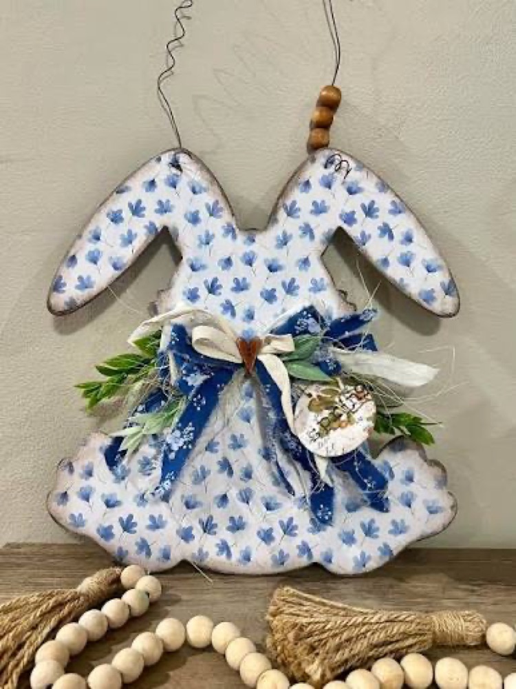 Blue Floral Bunny Hanger